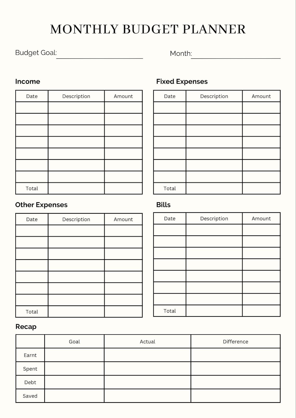 Monthly Budget Planner Etsy