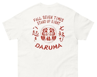 DARUMA, Japanese Doll Fall seven times stand up eight - Never give up - Men's classic tee Back Print