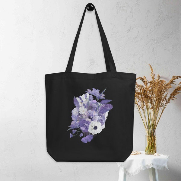 Purple Violet bag, February Birth Flower, Birth Flower botanical bag, Violets watercolor shirt, Eco Tote Bag