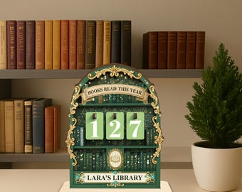 Vintage Book Read Tracker, Personalized Book Lover Gift, Reading Tracker,Library Decor, Books Read This Year Counter, Reading Lover Gift