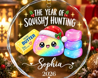 Personalized Dumpling Squishy Christmas Ornament, The Year of Squishy Hunting, Custom Name 2026 Acrylic Ornament, Squishy Lover Gift