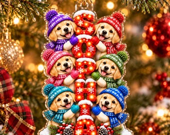 Labrador Retriever Christmas Ornament, Personalized Lab Dog Ornament, Cute Dog Lover Gift, Custom Pet Holiday Tree Decor, Xmas Keepsake
