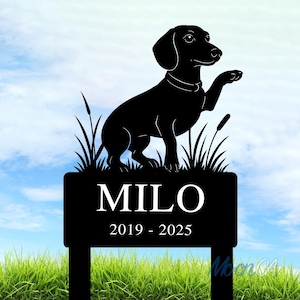 Custom Dachshund Dog Metal Sign With Stakes, Personalized Metal Garden Stake, Custom Yard Stake, Garden Decor, Gift For Wiener Dog Lovers