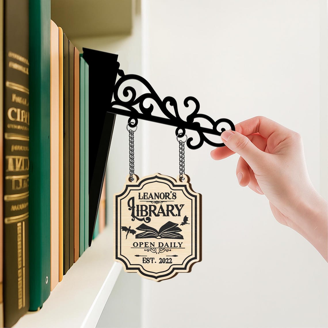 Personalized Book Tavern Sign, Custom Library Divider, Librarian Gift ...