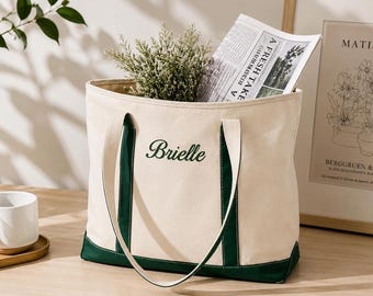 Custom Canvas Tote Bag, Bridesmaid Tote Bag, Embroidered Canvas Tote Bag, Bridal Shower Gift, Bachelorette Gifts, Custom Name Beach Bag