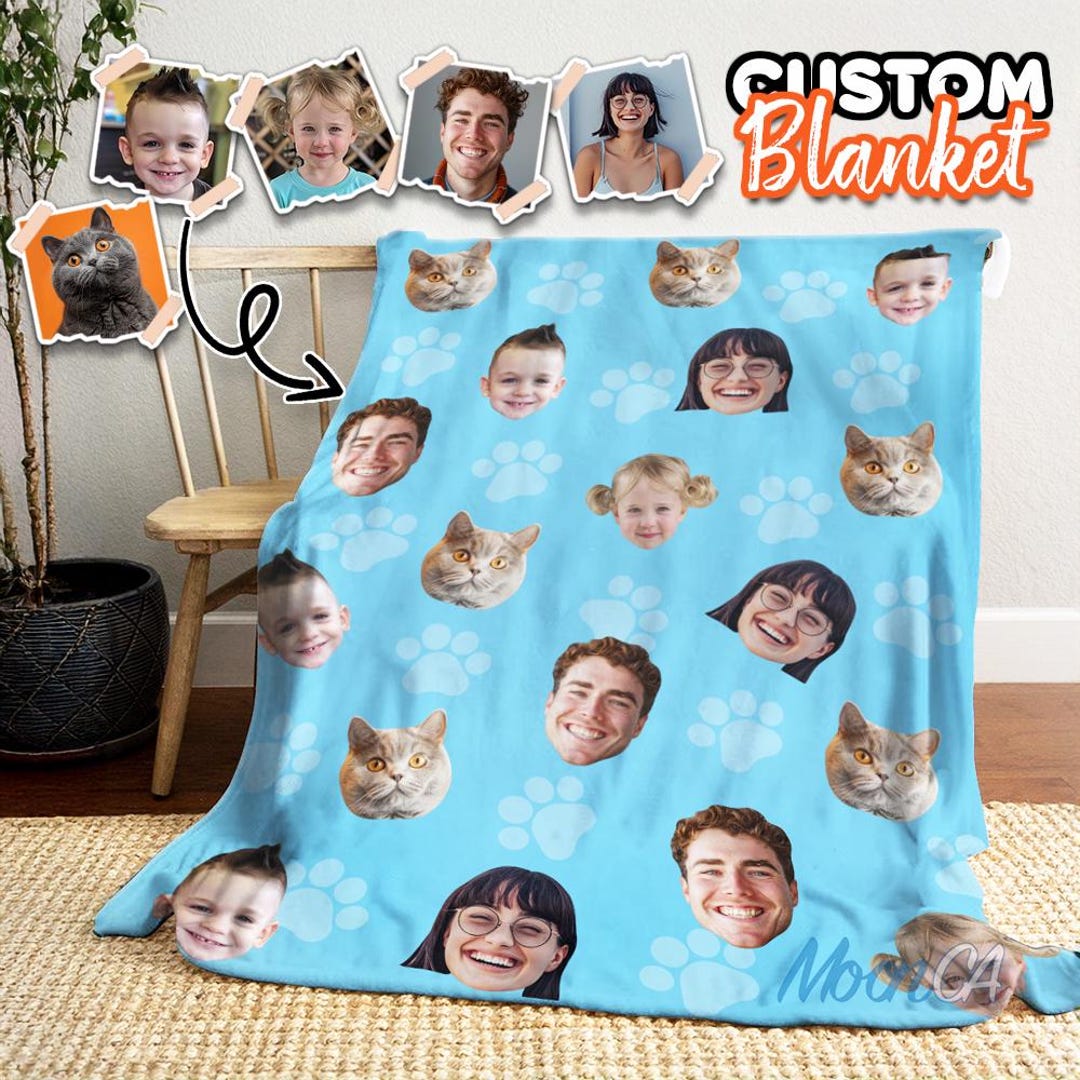 Custom Pet Blanket, Custom Dog Photo Blanket With Name, Custom Cat ...