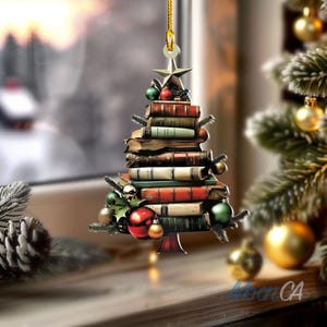 Book Christmas Ornament, Christmas Book Tree Ornament, Bookish Ornament, Book Lover Gift, Bookworm Gift, Book Club Ornament, Librarian Gift