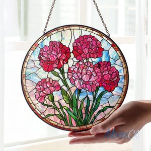 Birth Month Flower Suncatcher, Birth Flower January Birthday Gift, Mothers Day Gift For Mom, Gift For Grandma, Birthday Gift For Her