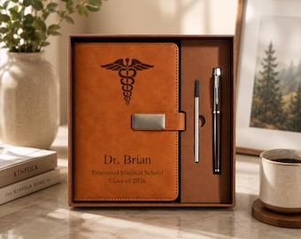 Cuaderno personalizado de graduación para médicos, diario de cuero, diario de graduación de la facultad de medicina personalizado, regalo para la promoción de 2026, cuaderno para médicos.
