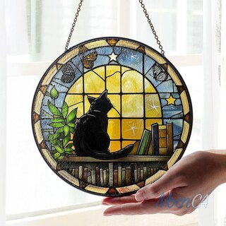 Acchiappasole Da Finestra - Set Gatto Nero, Farfalla E Libellula - Cattura Luce Arcobaleno Per Decorazione Interni