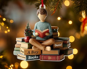Custom Just A Boy Girl Who Loves Books 2D Ornament, Acrylic Reading Gift For Book Lovers, Cozy Bookworm Christmas Gift, Reading Lovers