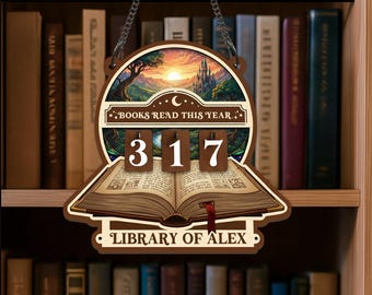 Personalized Books Read This Year Sign, Custom Reading Tracker, Book Lover Gift, Bookish Home Decor, Book Collection Decor, Reading Tracker