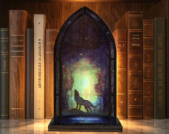 Wolf Book Nook, Fantasy Book Nook Insert For Bookshelf, Mini Library Wolf Decor, Enchanted BookNook Scene, Gift For Reader & Book Lover 2025