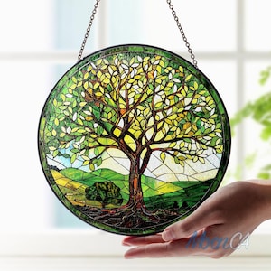 Tree Of Life Stained Glass, Tree Of Life Light Catcher Window Hanging Decor, Tree Of Life Wall Art, Tree Of Life Glass Window Hanging Décor