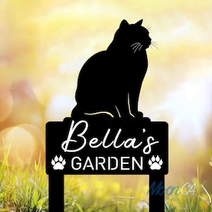 Personalized Pet Metal Memorial Garden Stake, Cat Memorial Sign, Cat Garden Sign, Pet Grave Markers, Custom Cat Name Stake, Pet Loss Gifts