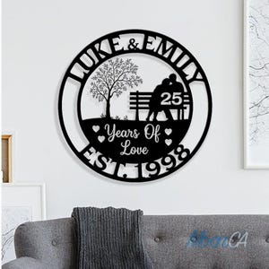 Personalized 25th Wedding Anniversary Gift For Couple, Custom Metal Sign For Husband Wife Or Parents, Custom Couple Anniversary Metal Sign