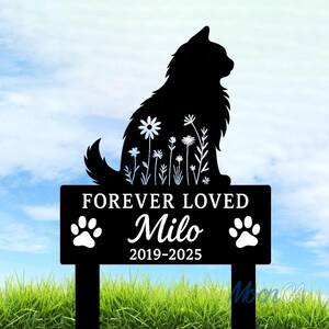 Custom Cat Memorial Stake, Cat Grave Marker, Cat Name Metal Sign, Pet Memorial Gift, Cat Memorial Plaque, Pet Loss Gift, Remembrance Stake