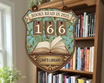 Rastreador de lectura de libros vintage, regalo personalizado para amantes de la lectura, decoración de biblioteca, contador de libros leídos este año, regalo para amantes de la lectura
