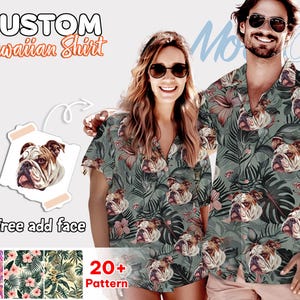 Personalized Hawaiian Shirt with Dog Faces, Custom Hawaiian Shirt for Bachelor Party, Custom Dog Cat Hawaiian Shirt, Father&#39;s Day Shirt Gift