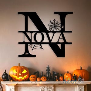 Personalized Halloween Alphabet Letters Metal Wall Sign, Spooky Last Name Letter Monogram, Halloween Family Name Sign, Halloween Décor