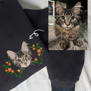 Personalisiertes Hundeporträt-besticktes Sweatshirt, benutzerdefinierter Haustier-Hoodie, personalisiertes Haustier-Gesicht und Namen-T-Shirt, Hundevater-Shirt, Katzenmutter-Hemd