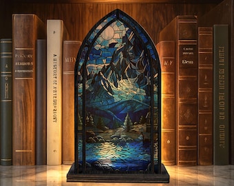 Rincón de libros Fantasy Mountain, inserto de estantería 3D, decoración acogedora y luminosa para sujetalibros, regalo para lectores y amantes de la lectura.