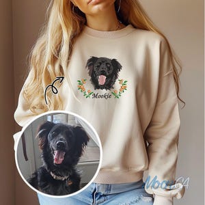 Sudadera con capucha para perro bordada personalizada con foto, sudadera con capucha personalizada con cara de gato y nombre, camiseta bordada con dibujos animados para mascota con foto de mascota