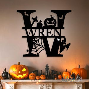 Custom Halloween Alphabet Letters Metal Sign, Custom Halloween Family Name Sign, Spooky Last Name Sign, Monogram Sign, Halloween Décor