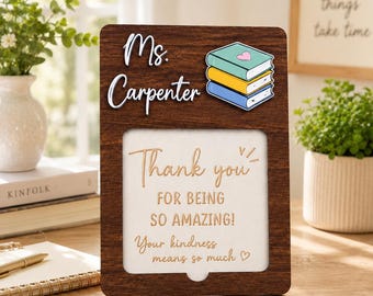 Custom Teacher Sticky Note Holder, Personalized Teacher Sticky Note Holder, Wooden Sticky Note Pad Holder, Teacher Appreciation Gift