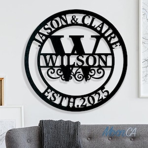 Custom Metal Monogram Sign, Personalized Family Name Metal Sign, Last Name Sign, Metal Monogram, Housewarming Gift, Wedding Anniversary