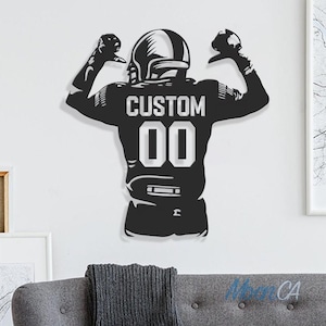 Personalized Football Player Metal Sign Wall Decor, Custom American Football Name Sign, Custom Name Player Metal Wall Art, Sport Lover Gift