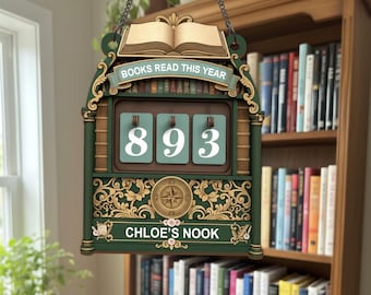 Contador de libros personalizado con nombre, Libros leídos hasta 2025, Decoración personalizada para estantería, Regalo para lectores y amantes de los libros, Libros leídos este año