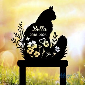 Custom Cat Garden Memorial Stake, Cat Memorial Plaque, Cat Grave Marker, Personalized Metal Garden Stake, Pet Loss Gift, Sympathy Sign Gifts
