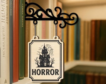 Horror Book Tavern Sign, Gothic Wooden Hanging Plaque, Vintage Aesthetic Library Wall Art, Bookshelf Decor For Readers, Bookish Gifts