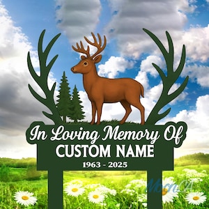 Personalized Deer Hunter Memorial Sign With Stake, Father Loss Remembrance Metal Garden Sign, Loss Of Hunter, Dad Loss, Deer Hunting Sign
