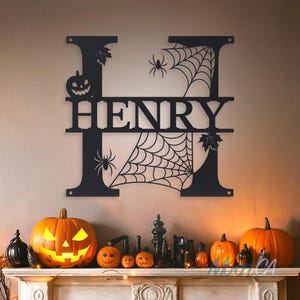 Custom Halloween Alphabet Letters Metal Sign, Halloween Family Name Sign, Spooky Last Name Letter Monogram, Custom Metal Fall Home Décor