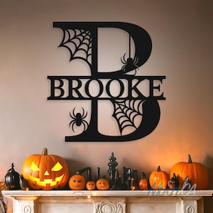 Custom Halloween Spiderweb Alphabet Letters Metal Wall Art, Personalized Family Name Sign Home Decor, Spooky Last Name Decor, Custom Sign