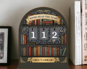 Vintage Book Read Tracker, Personalized Book Lover Gift, Reading Tracker,Library Decor, Books Read This Year Counter, Reading Lover Gift
