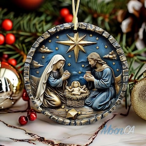 Krippenfiguren Ornament, Weihnachtsbaum Hängende Verzierung Keramik 2024, Krippe Jesus Christus Dekoration, Religiöses Weihnachten Home Decor
