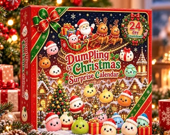 Christmas Dumpling Advent Calendar 2026, 24 Days Countdown, Squishy Dumpling Surprise Box, Cute Holiday Gift for Kids, Blind Box Xmas Gift
