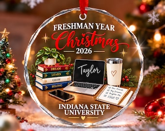 Freshman Year Christmas Ornament, Personalized College Student Ornament, Custom Name University Keepsake, First Year College Gift 2026