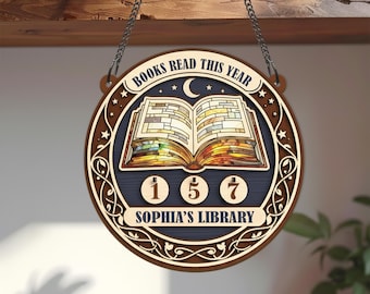 Personalized Books Read Tracker, Custom Books Read This Year Counter, Reading Log, Book Lover Gift, Library Decor, Bookish Home Accessories