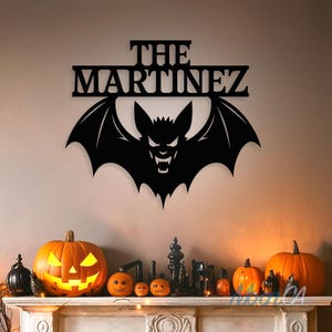 Custom Bat Halloween Metal Sign, Personalized Metal Sign, Halloween Bat Decor, Halloween Sign Idea, Halloween Front Door Decor, Fall Art