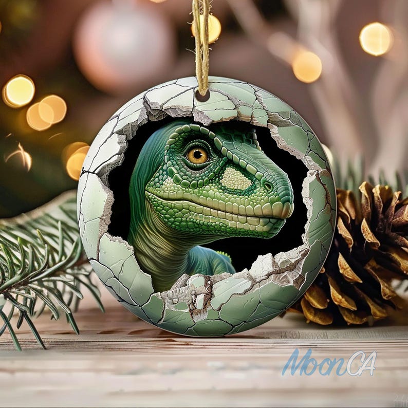 2024 Dinosaur Ornament, Christmas Ornaments Personalized Kids Dinosaur