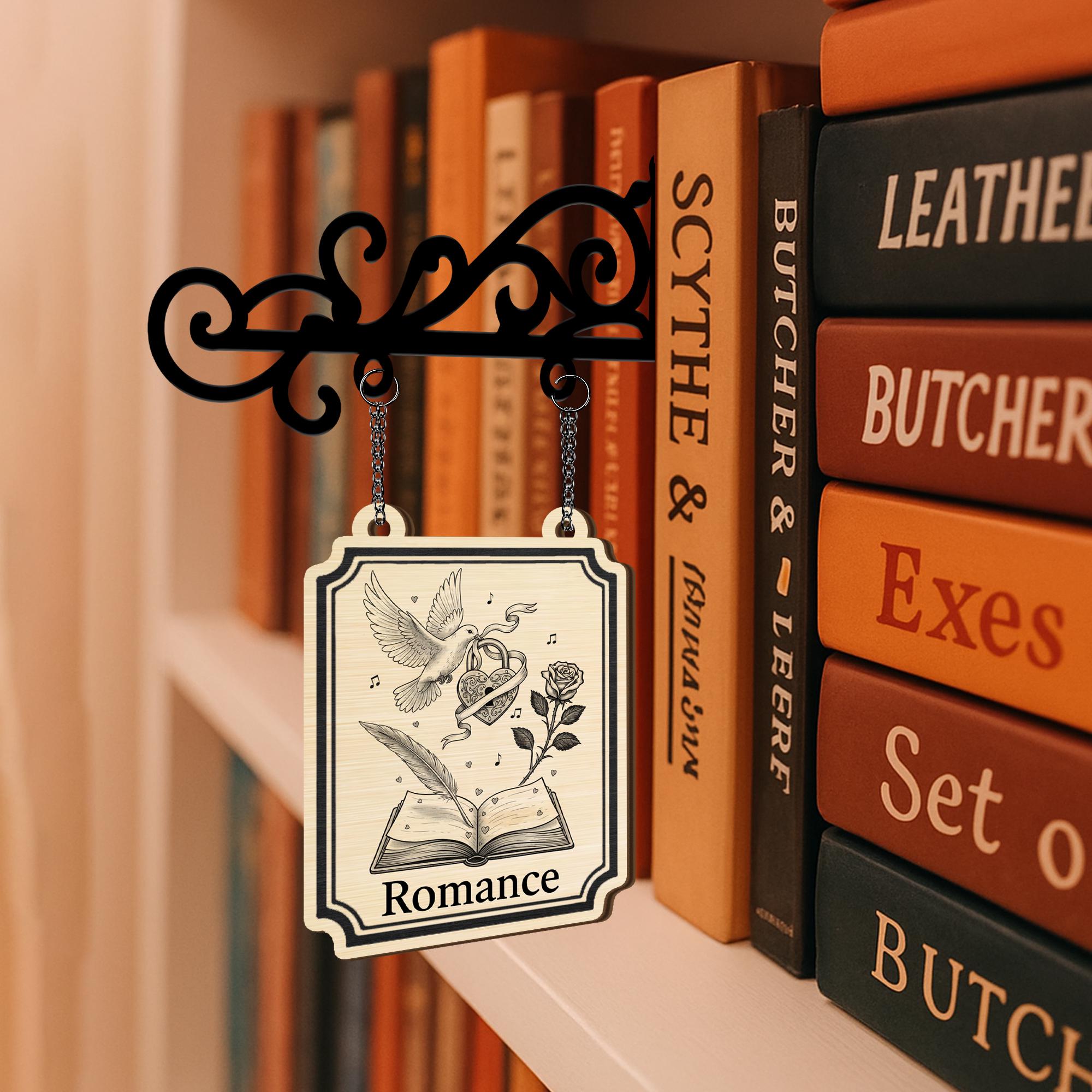 Romance Library Sign Custom Romance Book Tavern Sign, Custom Library Divider, Book Genre ...