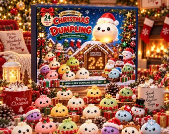Christmas Dumpling Surprise Calendar 2026, 24 Day Advent Countdown, Cute Kawaii Mini Figures, Fun Holiday Gift for Kids, Squishy Toys