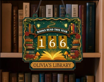 Personalized Books Read Tracker, Books Read This Year Counter, Book Tracker, Bookshelf Decor, Book End, Reader Gift, Book Lover Gifts