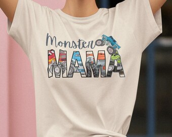 Camiseta de mamá de Monster Truck: Bella+Canvas Boy Mom Tee