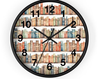 Classroom Wall Clock, Library Wall Clock, Book Wall Clock, Classroom Wall Decor, Librarian Gift, Teacher Gift