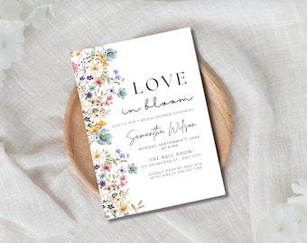 Love in Bloom Bridal Shower Invitation | Wildflower Bridal Shower Invite | Colorful Wildflowers | Floral Boho | Canva Editable Template